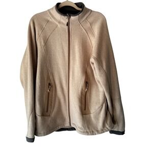 Cabela's XL Mens‎ Full Zip Fleece Jacket Tan Beige Outdoor Sportswear Coat